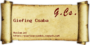 Giefing Csaba névjegykártya